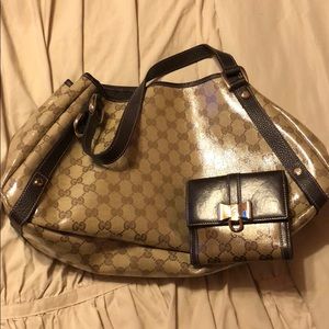 Authentic Gucci Crystal Hobo Bag and Wallet